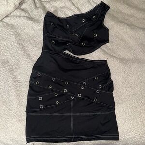 SHEIN Black dress with Eyelet Accents